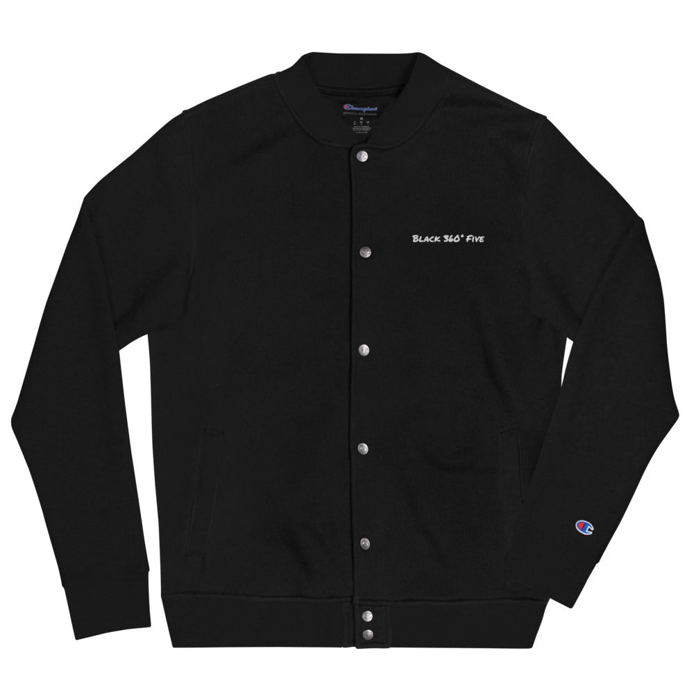 Black 360° Five Embroidered Champion Bomber Jacket