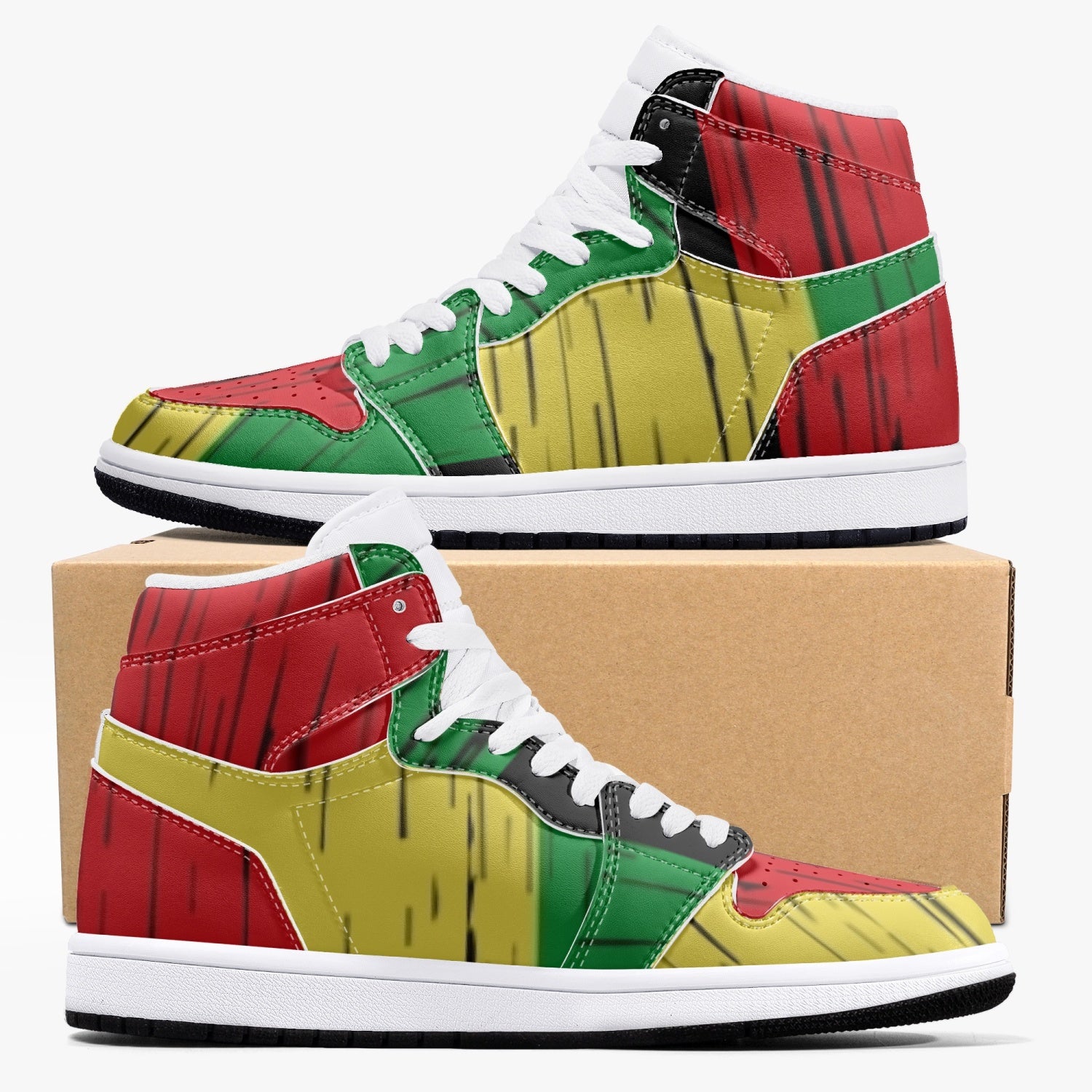 Asymmetrical High-Top Leather Pan African Sneakers