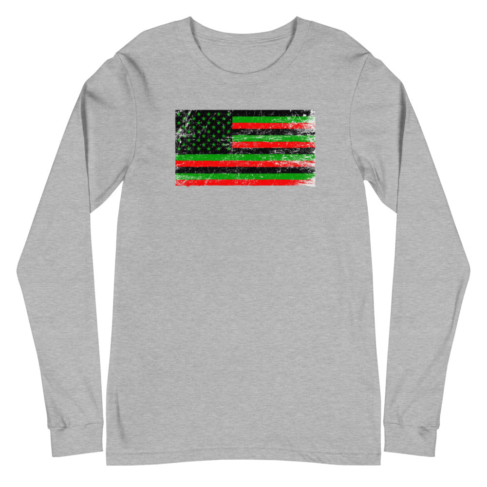African American Grunge Flag Unisex Long Sleeve Tee