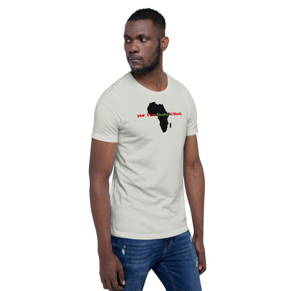 Short-Sleeve 360° Five Shades of Black Men's T-Shirt (lighter colors)